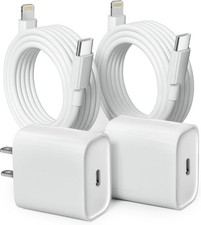 Paquete de 2 Cargador Rápido para iPhone 20W PD USB C Cargador de Pared con 6FT Tipo-C
