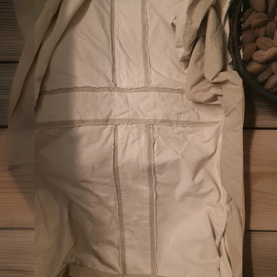 Funda nórdica de algodón pesado caqui deshilachada B&C herrajes restauración derecha REINA Foto 2 de 4