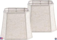 Beige Linen Table Lamp Shades 2 Pack, 13 Inch Square Replacement Lampshade Set