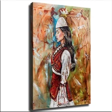 Wall Art Painting Albanian Women Poster Canvas Wall Art Picture Print Modern 