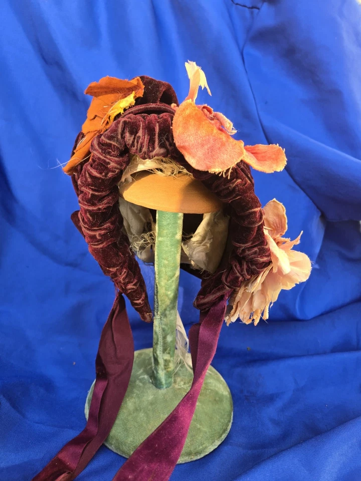 Antique Velvet Doll Hat Bonnet For Bisque Large 24- 30" French Or German Doll - Image 3 of 4