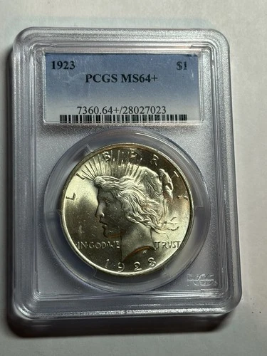 1923 P Peace Silver Dollar $1 PCGS MS64+ Blast White Great Strike
