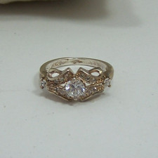 Sparkling Sterling Silver Ring with Rhinestones, Size 7