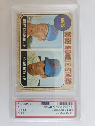 1968 Topps -Nolan Ryan, Jerry Koosman #177  New Grade PSA 2. Free Ship!