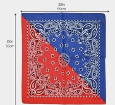 12Pc 100 Cotton RED-Blue Split PAISLEY Bandanas Face Scarf Head Wrap Dozen NEW