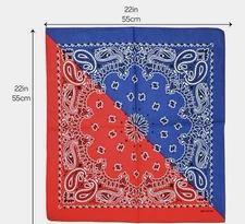 12Pc 100% Cotton RED-Blue Split PAISLEY Bandanas Face Scarf Head Wrap Dozen NEW