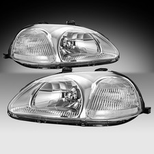For 1996-1998 Honda Civic Chrome Halogen Headlights Clear Corner Signal Lamp