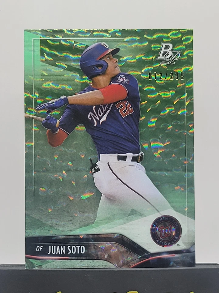 2021 Bowman Platinum Baseball Green Ice Foil /299 # 73 Juan Soto Nationals/ Mets - Image 2 of 4
