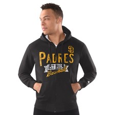 Men's-Starter  Black San Diego Padres Classic Distressed Full-Zip Hoodie