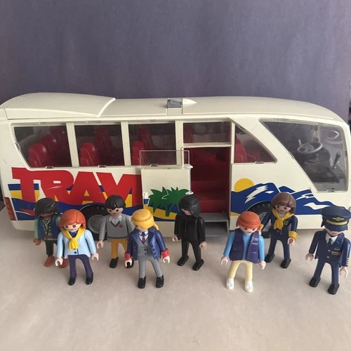 Playmobil TRAVEL Tour Bus 2001 / 3670 w/ 9 Figures Vintage Coach Tested