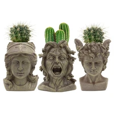 Mini Resin Medusa / Athena / Perseus Planter, 3pc Set- Darware
