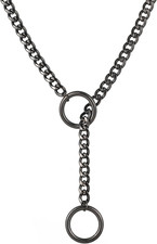 Heart O Ring Slip Chain Choker Necklace for Women Men Stainless Steel Cuban Chai