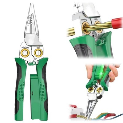 8-in-1 Wire Stripper/Cutter with Voltage Tester & Dual Alarms - Heavy Duty 12...