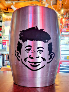 HAMM'S FRIDGE 2.25 Gal. MINI KEG W/ TAP 11.5 tall with Alfred E. Neuman 1970's