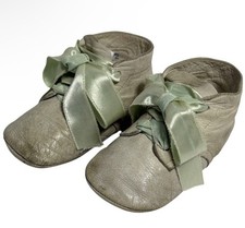 OH SO SHABBY CHIC DECOR Antique Softest Leather Boots Baby Doll Shoes Ribbons