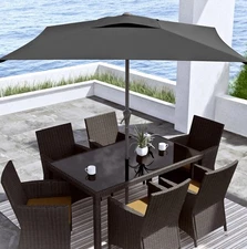 9 FT Outdoor Patio Square Umbrella Aluminum Pole Crank and Tilt Function BLACK