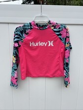 Girls Hurley XL Rash Guard Quick Dry UPF Long Sleeve Colorful 13-15
