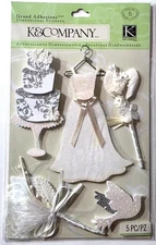 Forever Yours Wedding Dress 3 Tier Cake Dove Hanger Flowers K&Company Stickers