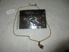 Park Lane Vintage Citrine GOldtone Necklace w/matching pierced earrings