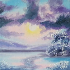 Original Soft Winter Path Sunrise Landscape Oil Painting Ukraine Artist Wall Art