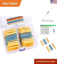 130 Values 1300PCS Resistor Kit 1/2W 1 Metal Film Resistors 1 Ohm-3M Ohm Ass...