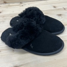 Koolaburra by UGG Milo 1015823 Sz 7 Womens Black Suede Faux Fur Slip On Slippers