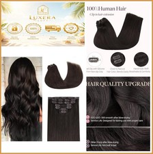 Clip In Human Hair Extensions 18 in 120g 7 Piece Set 2 Dark Brown Straight Remy