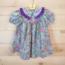 Vintage Cuties by Judy Girls size 5 Floral Dress with Ruffle Collar Short Sleeve