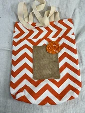 Chevron Book Shopping Bag Tote Double Shoulder Strap Eco Reusable Library School