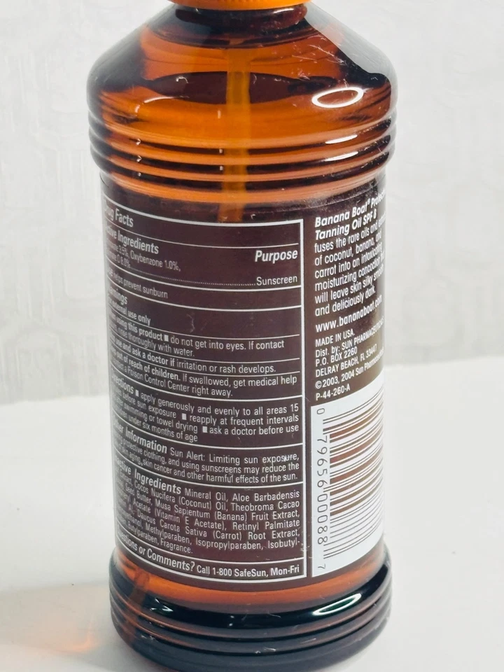 NOS FULL VTG Y2K BANANA BOAT PROTECTIVE TANNING OIL SPRAY SPF 8 CARROT&BANANA - Image 4 of 4