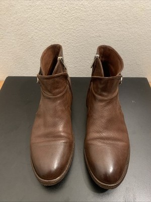 Officine Creative Brown Zip Leather Ankle Boots Buckle Strap Women s Size 38/8