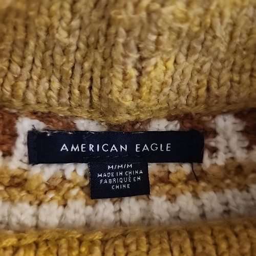 Suéter Fair Isle para mujer MED vintage American Eagle cuadrado amarillo escandinavo - Imagen 6 de 8