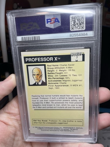 1990 MARVEL UNIVERSE UNIVERSE, Professor X PSA 5, TCG, CCG Vintage Card, Hero - Picture 6 of 6
