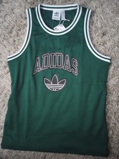 New Adidas Originals Jersey Boys Youth Size M Mesh Tank Dark Green