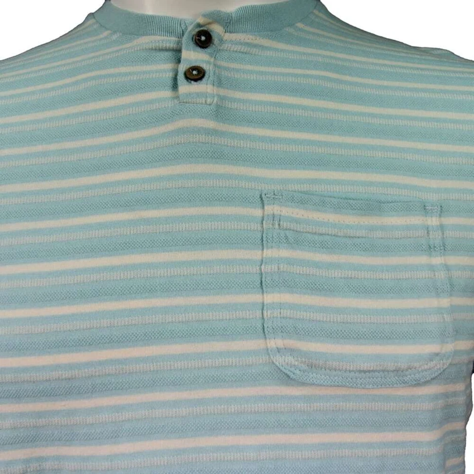 Camiseta de bolsillo 100 % algodón búfalo a rayas azules para hombre, talla pequeña Foto 2 de 4