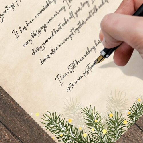 Holiday Pine Letterhead / 25 Decorative Printer Sheets with Shiny Gold Foil A... - Picture 4 of 6