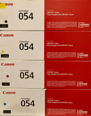 Genuine Canon 054 Toner Cartridge Set of 4 Black, Cyan, Magenta