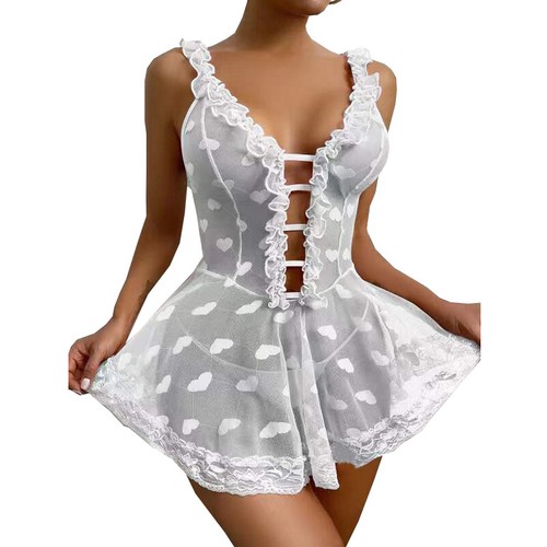 Women Sexy Lace Lingerie Babydoll Nightdress Thong G-string Sleepwear Plus Size - Bild 13 von 17