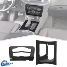 Carbon Fiber Dashboard Gear Shifter Frame Cover Trim Shell for Dodge Charger 15+