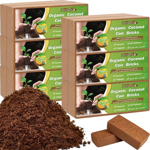 12 Pack Natural Coco Coir Bricks - Low EC & pH Balanced Gardening Medium - Picture 3 of 9