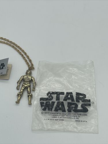 1977 Star Wars C-3PO 20th Century Fox Collectible Metal Necklace 18" Ch6 NOS - Picture 3 of 5