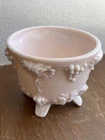 Vintage Pink Milk Glass Footed Dish/Jeannette Glass Grapes & Leaf Motif