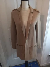 Talbots Notch Collar Cardigan Sweater XSmall English Toffee  Wool Blend Pocket