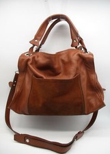 Sandro Brown Pebbled Leather Suede Detail Shoulder Hand Bag