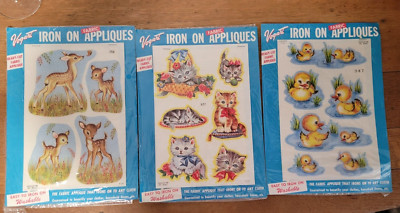 Set of 3, all Different, Vintage 1950's Vogart Iron-on Fabric Appliques