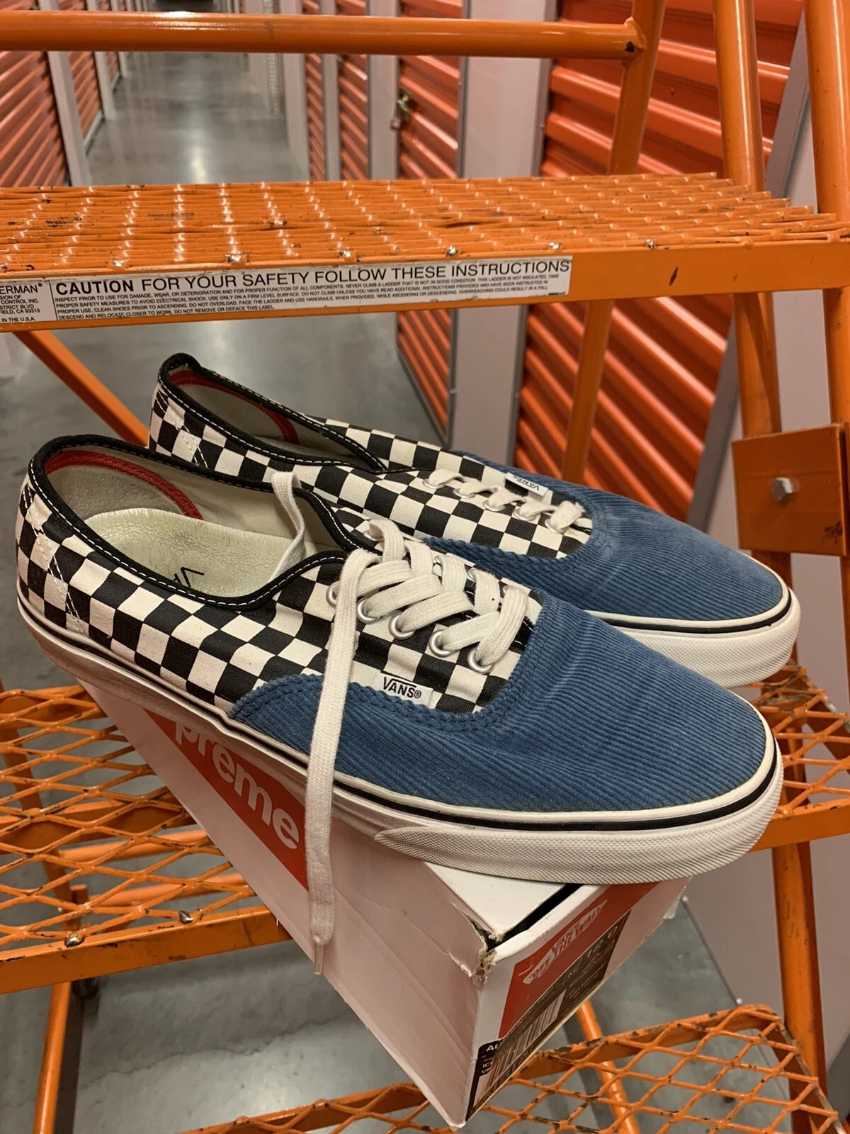 Tableau à carreaux Vans X Supreme Authentic Pro SS12 bleu glace velours taille 12