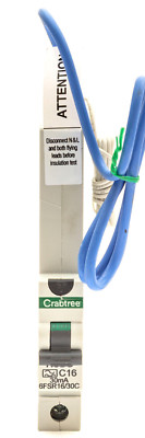 CRABTREE LOADSTAR 6FSR16/30C C16 30mA RCBO 16 AMP C KURVE TYP A SCHRAUBKLEMME