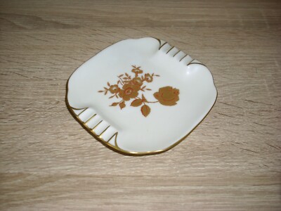 Vintage   Aschenbecher   Gold Verzierung Porzellan ILMENAU Graf von Henneberg