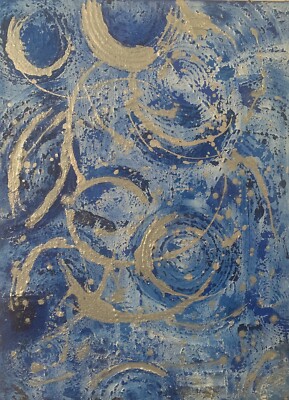 2006 Oil Painting - 'Silver Blue Circles' - Levana Silverstone - Certificate