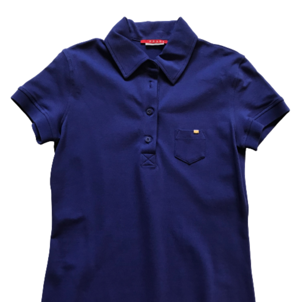 Prada Pique Polo Golf Shirt Dress Womens Medium Blue Short Prada Pique Polo Golf Shirt Dress Womens Medium Blue Short